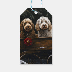 Étiquettes-cadeau Décor de Noël Cockapoo Snowy Sleigh