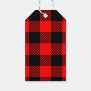 Étiquettes-cadeau Décor rouge et noir de contrôle de Buffalo de