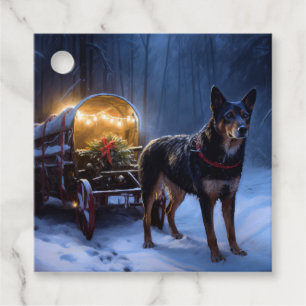 Étiquettes Cadeau Décoration de Noël au traîneau enneigé de Kelpie a