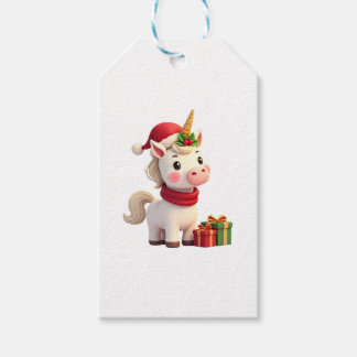 Étiquettes-cadeau Décoration de Noël Licorne Santa Licorne T-shirt d