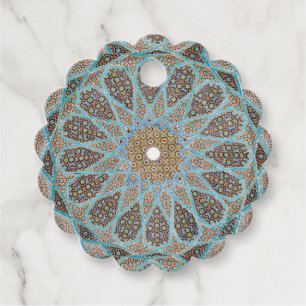 Étiquettes Cadeau Décoration orientale arabesque bleue persane éléga