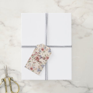 Étiquettes-cadeau Découpe florale de rose rose élégante vintage pers