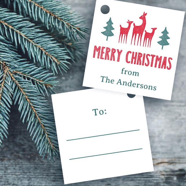 Étiquettes Cadeau Deer and Christmas trees to from gift labels (Deer and Christmas trees to from gift labels)