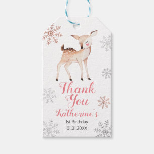Étiquettes-cadeau Deer Winter ONEderland 1er anniversaire Rose Gold