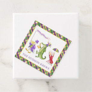 Étiquettes Cadeau Défilé d'animaux Mardi Gras à l'aquarelle
