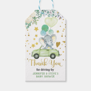 Étiquettes-cadeau Défilé de fête prénatale en voiture éléphant de ve