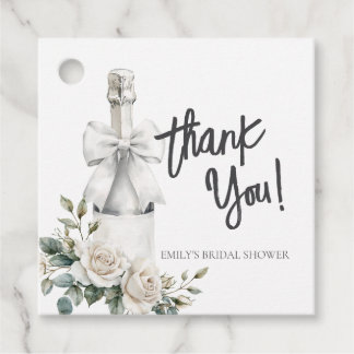 Étiquettes Cadeau Déjeuner élégant aux fleurs blanches et aux bulles