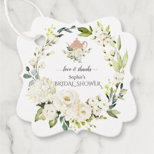 Étiquettes Cadeau Délicat White Roses Hydrangea Bridal Tea Party