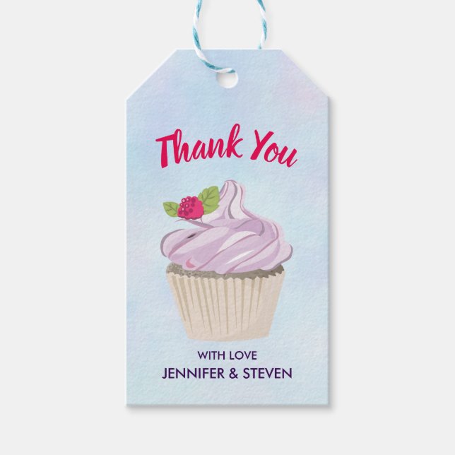 Étiquettes-cadeau Délicieuse Berry Cupcake Rose sur Top Merci (Devant)