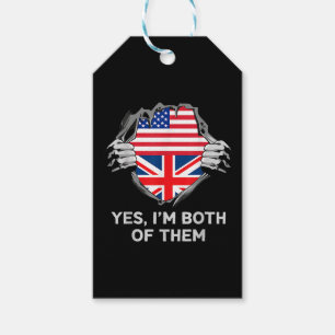 Étiquettes-cadeau Demi-Américain Moitié Anglais USA Angleterre Drape