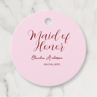 Étiquettes Cadeau Demoiselle d'honneur mauve nom date rose pastel ma