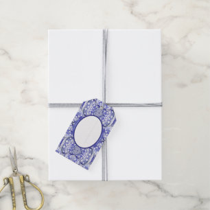 Étiquettes-cadeau dentelle en céramique Bleu de Grèce
