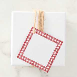 Étiquettes Cadeau Dentelle rouge et blanche en vichy plaid vintage