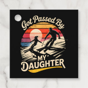 Étiquettes Cadeau Dépassé par ma fille drôle de ski amateur de ski