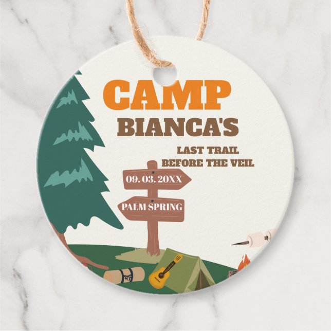 Étiquettes Cadeau Dernier Sentier Avant Le Camp Veil Bachelorette (Devant)