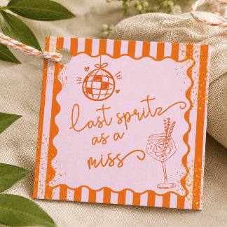 Étiquettes Cadeau Dernier Spritz en tant que Demoiselle d'Honneur, E