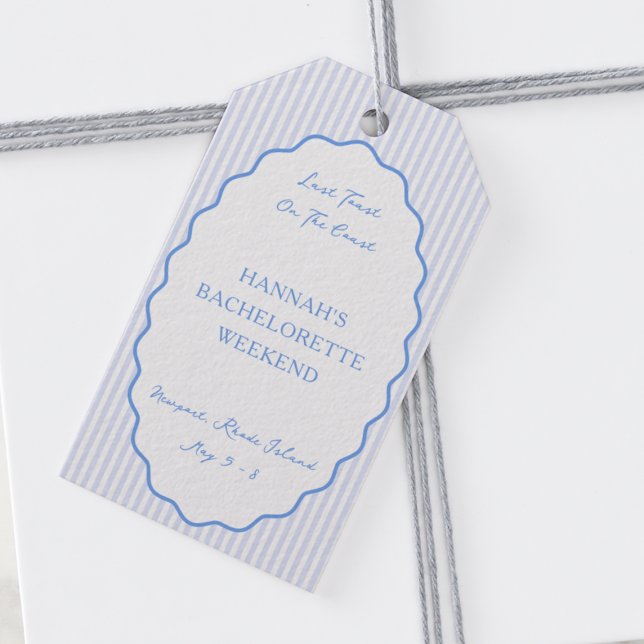 Étiquettes-cadeau Dernier Toast sur la Côte Bachelorette Bleue Party (Créateur téléchargé)