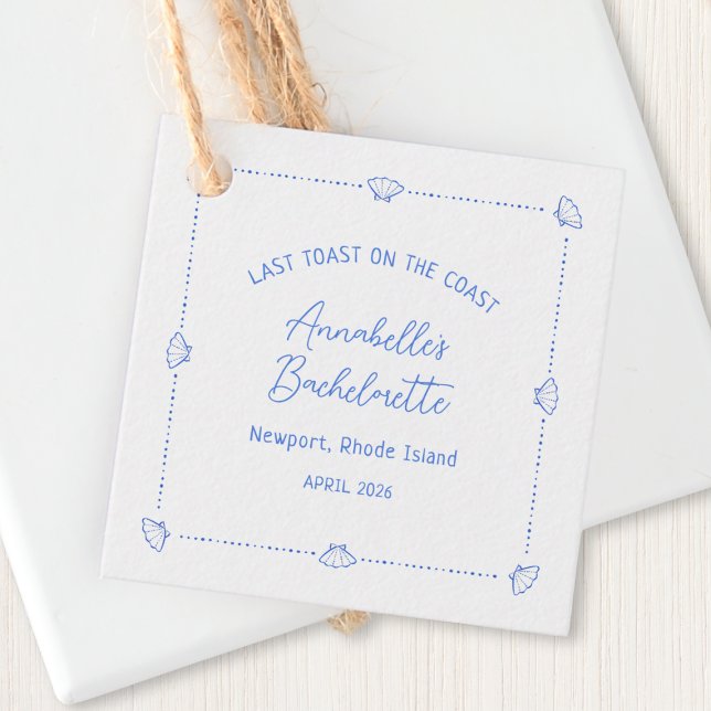Étiquettes Cadeau Dernier toast sur la Côte Bachelorette Party Blue (Créateur téléchargé)