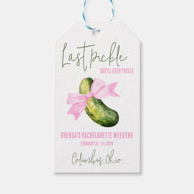 Étiquettes-cadeau Dernière cornichon qu'elle chatouillera Enterremen (Devant)