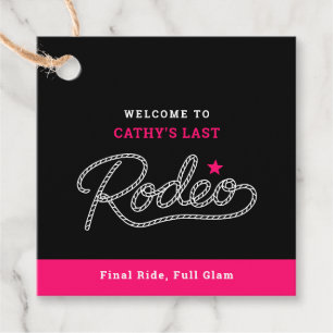 Étiquettes Cadeau Dernière Fête de Bachelorette Rose Noir et Chaud