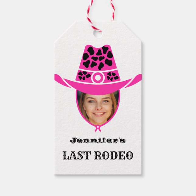 Étiquettes-cadeau Dernière Rodeo Rose Cowgirl Photo personnalisée (Devant)
