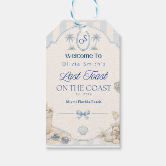 Étiquettes-cadeau Dernière Toast sur la Plage Côtière Bleue Enterrem