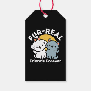 Étiquettes-cadeau Des amis vrais pour toujours Cute Cat & Chien Du