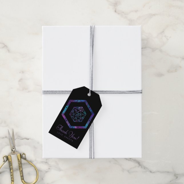 Étiquettes-cadeau Dés RPG | Nebula Imaginaire Tabletop Gamer Personn (Avec de la ficelle)