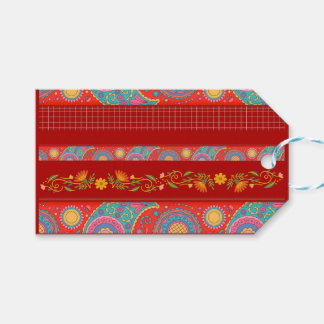 Étiquettes-cadeau Desi Wedding Style Deep Red Design