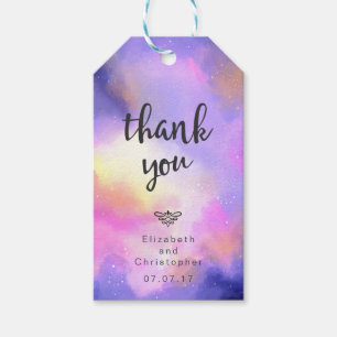 Étiquettes-cadeau Design cool aquarelle - Nuages surréalistes Merci