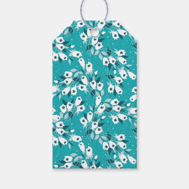 Étiquettes-cadeau Design d'art botanique Motif élégant à la fleur de (Devant)