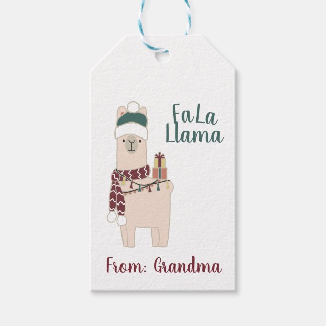 Étiquettes-cadeau Design de vacances Cute Fa La Llama (Devant)