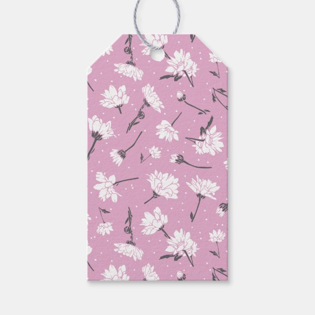 Étiquettes-cadeau Design Floral Rose - Art Fleur Élégant (Devant)