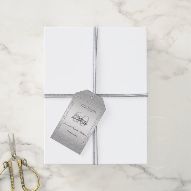 Étiquettes-cadeau Design Silver Confetti 60e Mariage Diamond (Avec de la ficelle)