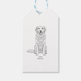 Étiquettes-cadeau Dessin au trait minimaliste de Golden Retriever do