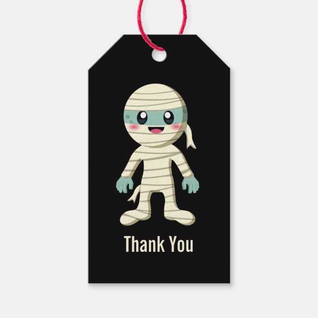 Étiquettes-cadeau Dessin de monstre Halloween mignon (Devant)