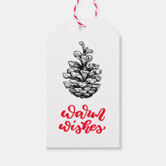 Étiquettes-cadeau Dessin en pin et lettrage de Noël
