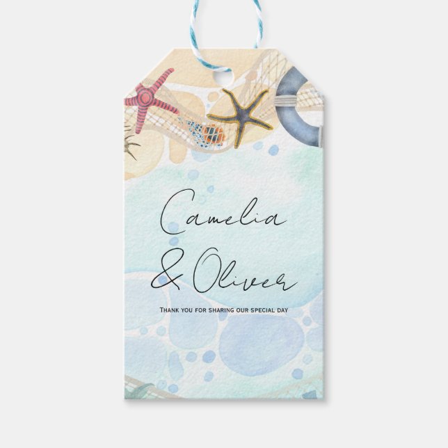 Étiquettes-cadeau Destination Beach Wedding Coastal (Devant)