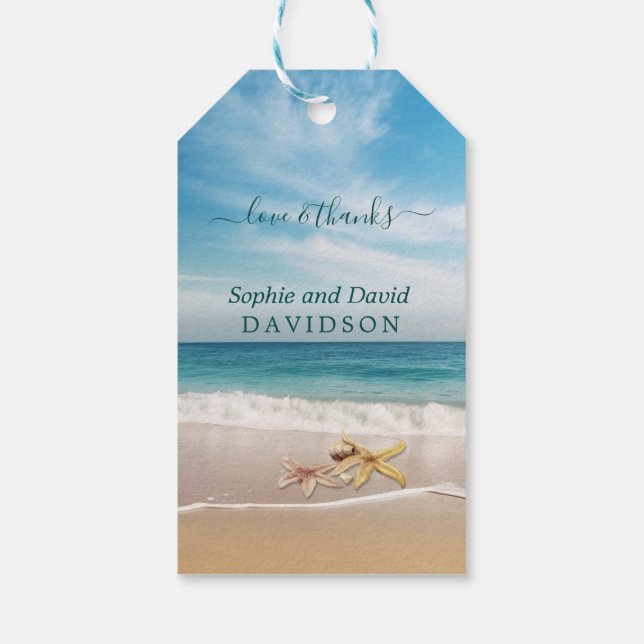 Étiquettes-cadeau Destination Kauai Beach Starfish Mariage (Dos)