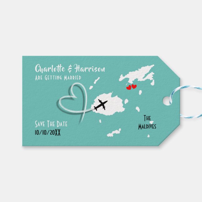 Étiquettes-cadeau Destination Mariage Des Îles Fidji Enregistrer La  (Devant (Horizontal))