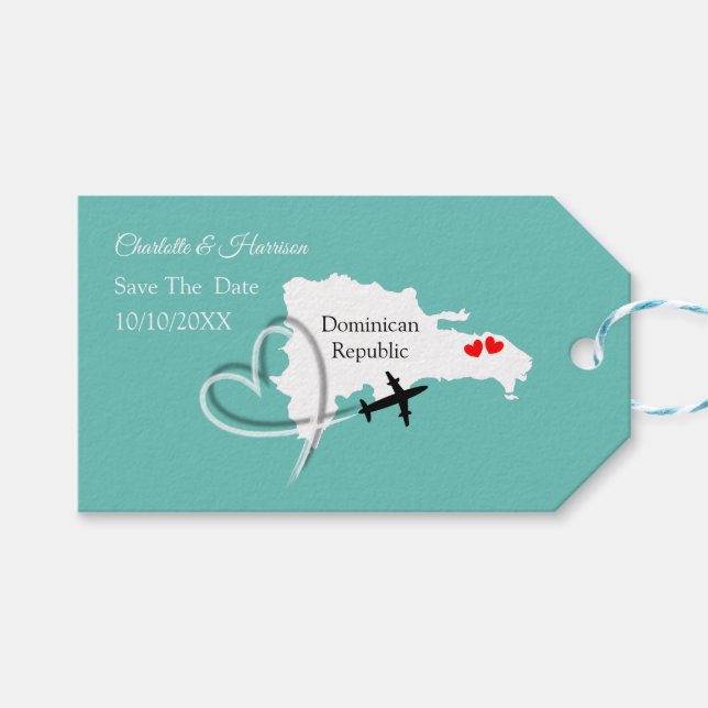 Étiquettes-cadeau Destination République Dominicaine Enregistrer La  (Devant (Horizontal))