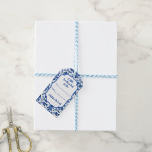 Étiquettes-cadeau Détail de carreau bleu portugais méditerranéen