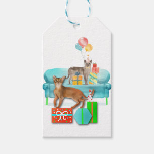 Étiquettes-cadeau Deux chats de fête avec Cadeau Cadeau Cadeau d'an