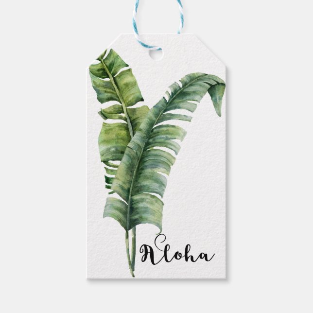 Étiquettes-cadeau Deux élégants Palm Feuilles Tropical Aloha Mariage (Devant)
