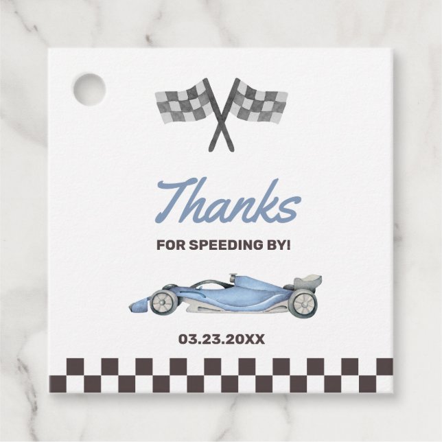 Étiquettes Cadeau Deux Fast Race Car 2nd Boy's Birthday Party (Devant)