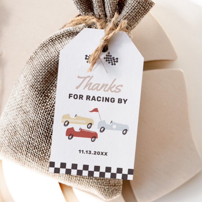 Étiquettes-cadeau Deux Fast Race Car Boy 2e fête d'anniversaire (Créateur téléchargé)