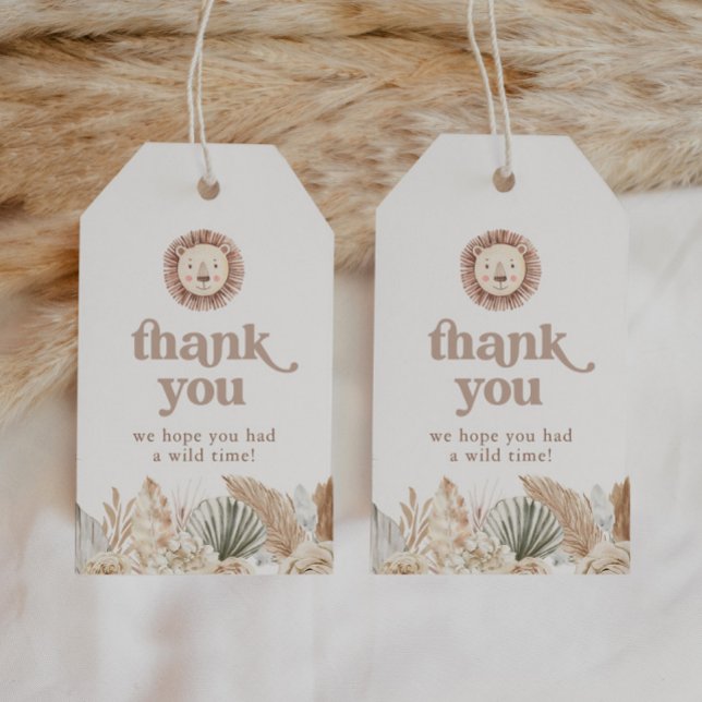 Étiquettes-cadeau Deux Feuilles neutres sauvages Merci d'anniversair (Zazzle Two Wild Neutral Leaves Birthday Thank You Gift Tags)