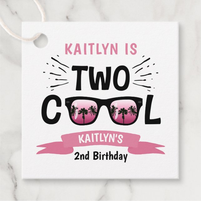 Étiquettes Cadeau Deux filles Cool 2e anniversaire (Devant)
