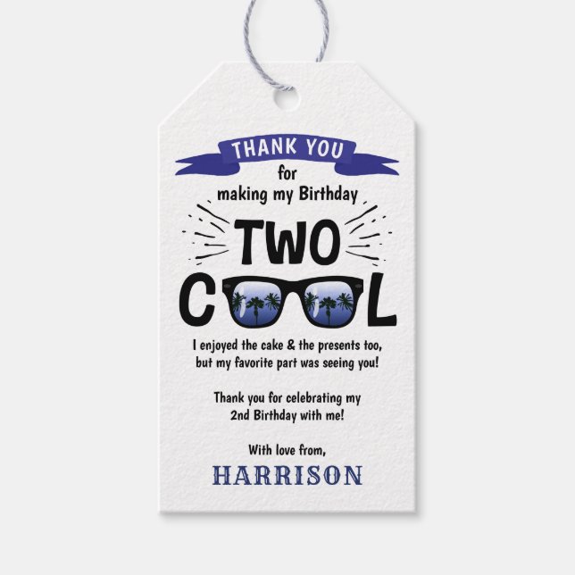 Étiquettes-cadeau Deux garçons Cool 2e anniversaire Merci de fête (Devant)