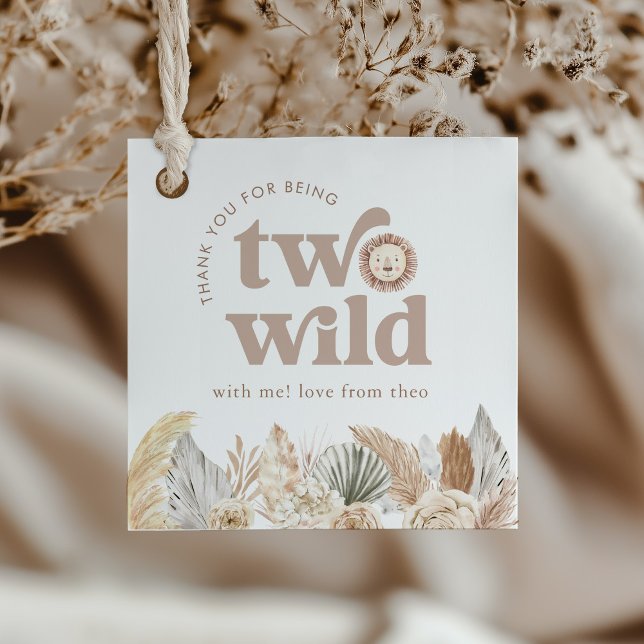 Étiquettes Cadeau Deux lions sauvages Anniversaire Carré Merci (Zazzle Two Wild Lion Birthday Square Thank You Favor Tags)